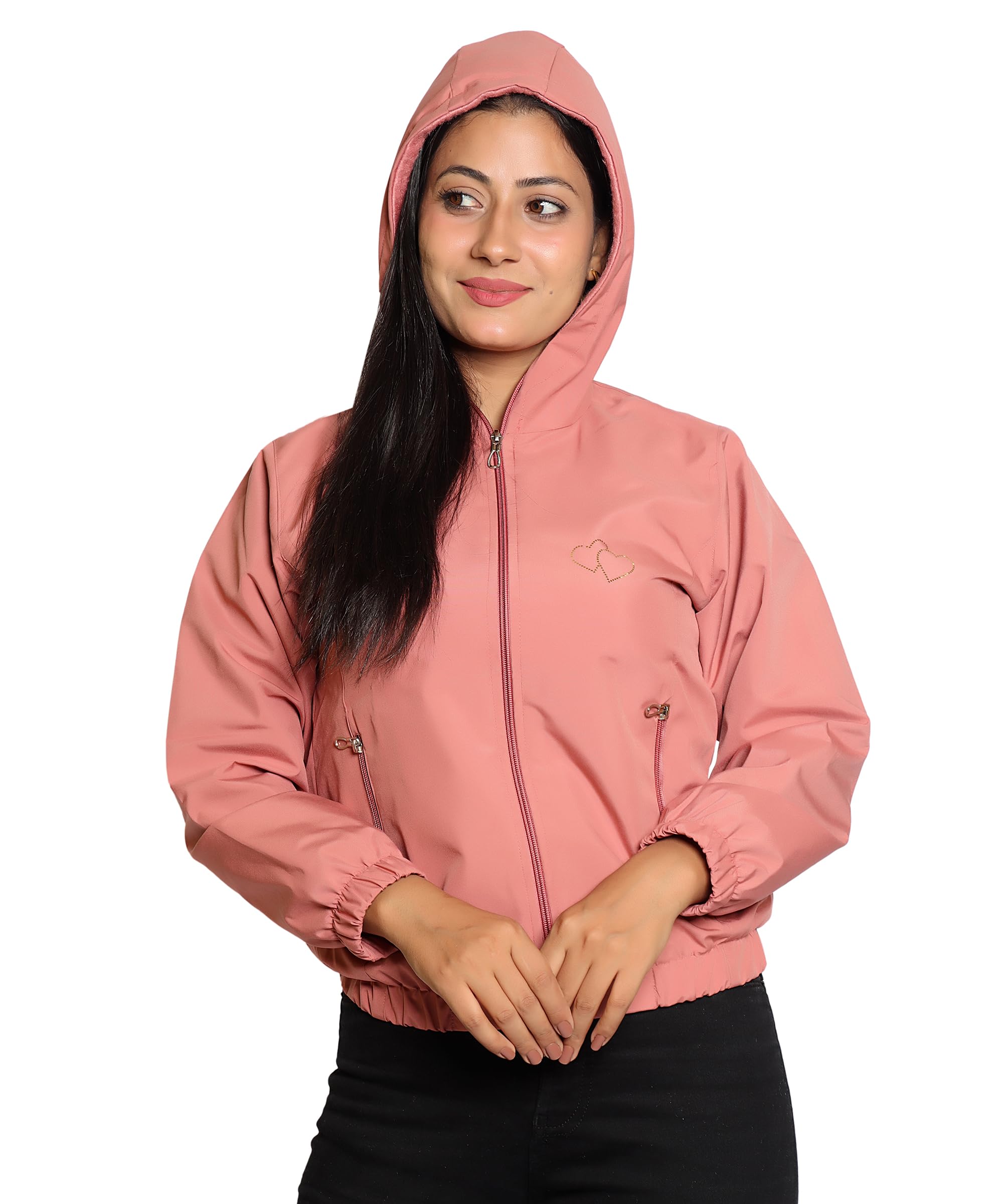 nubie Women’s Regular Fit Polyester Hooded Windcheater Jacket | Hip Length,Full Zipper Closure Casual Stylish Outerwear for All Seasons Comfortable & Durable-picture-49