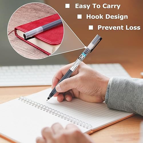 Miniatura 6 de SMOOTHERPRO Bolígrafos de gel prémium con tubo de cartucho de tinta gigante, paquete de 12 unidades de punta fina de 0.020 in para oficina, escuela,