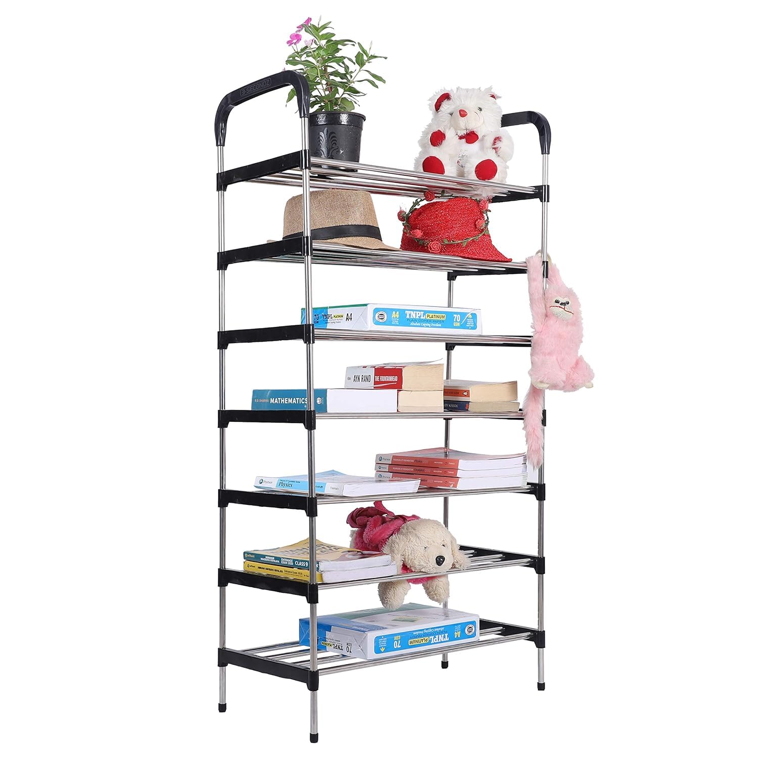 7-Tier Shoe Rack Organizer, Stainless Steel Frame, Floor Mount Design, 60 x 30 x 95 cm, Modern Style, Stainless Steel, Easy Assembly (Black)-image-25