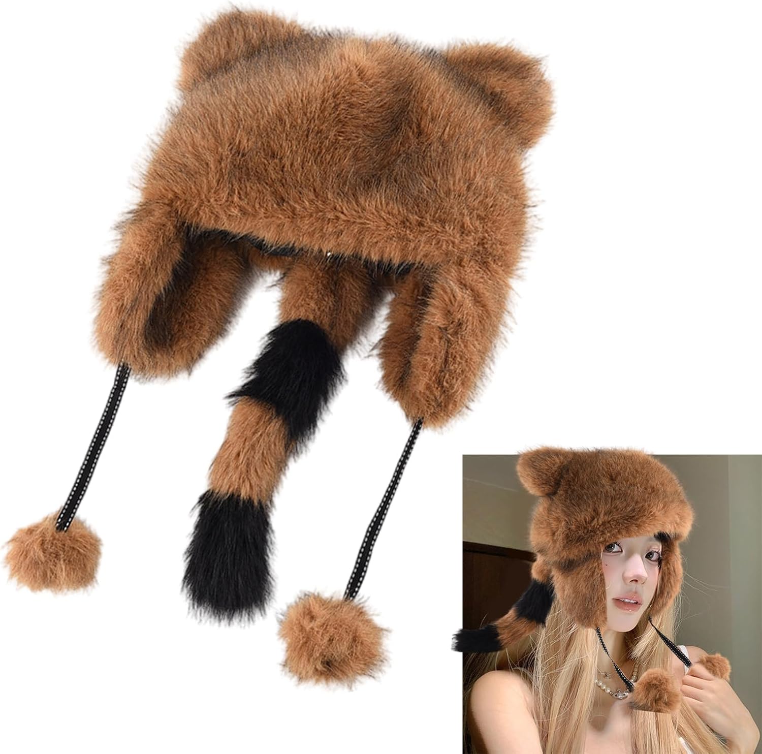 Plush Hat for Adult Warm Earflap Fashion Outdoor Activity Skiing Winter Windproof Trapper Winter Warm Trap