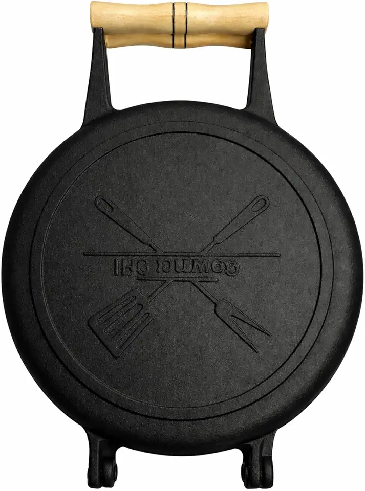 Panela Dupla Master Grill Antiaderente com Alças de Madeira Preta Redonda
