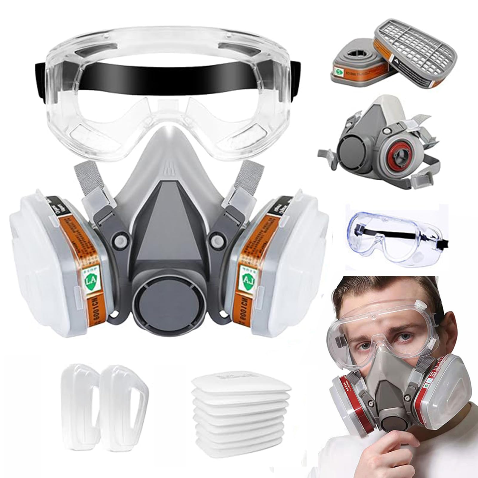 See full amazon price history chart for TOPPROSPER Reusable Half Face Cover Set with Safety Goggles and 10 Active Cotton,6200 gas mask with filter, suitable for preventing dust/smoke/odor/polishing, welding, painting, etc TOPPROSPER Reusable Half Face Cover Set with Safety Goggles and 10 Active Cotton,6200 gas mask with filter, suitable for preventing dust/smoke/odor/polishing, welding, painting, etc (B0CTY1VBQL) Amazon Price History, Amazon Price Tracker