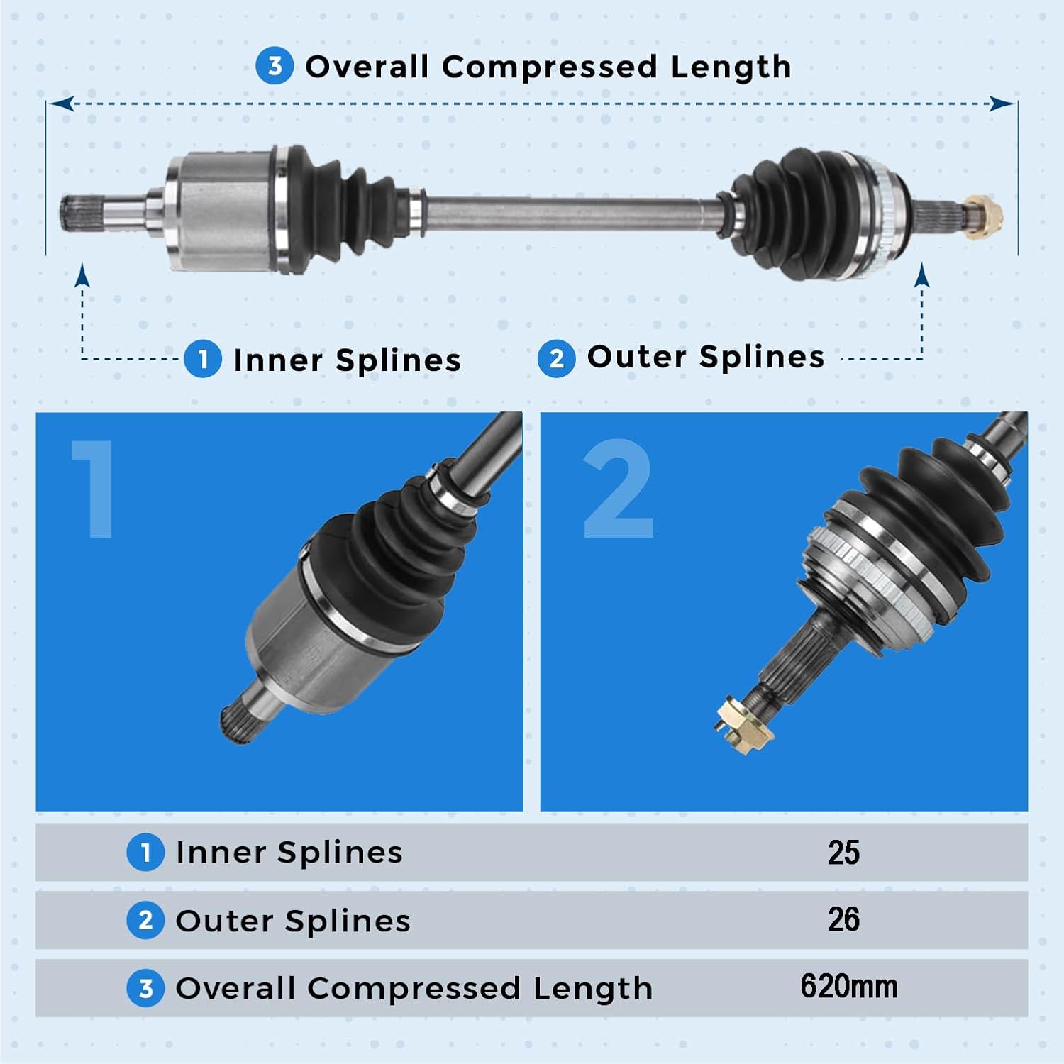 Front Right Passenger Side CV Axle Shaft Assembly for 1992-2000 Honda Civic EXCLUDING SI for 1997-2000 Acura EL