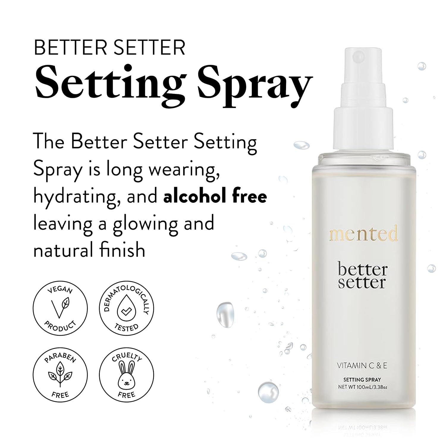 Mented Cosmetics Better Setter Setting Spray, Alcohol Free Makeup Setting Spray Finishing Spray for Makeup with Vitamin C + Coconut Water, Hydrating Facial Spray, Vegan, Cruelty Free, Fragrance Free - Image 2
