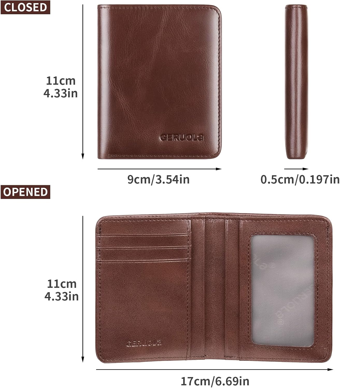 Small Vertical RFID Blocking Wallets for Men ，Bifold Slim Men Wallet Genuine Leather Thin, Compact & Stylish with Clear ID Windows - Image 8