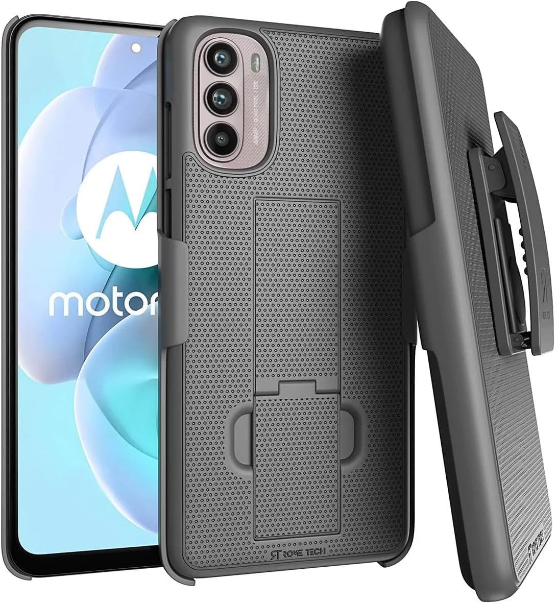 Designed for Motorola G 5G (2022) Case with Belt Clip Holster - Kickstand Cover Phone Case - Black (Dots)