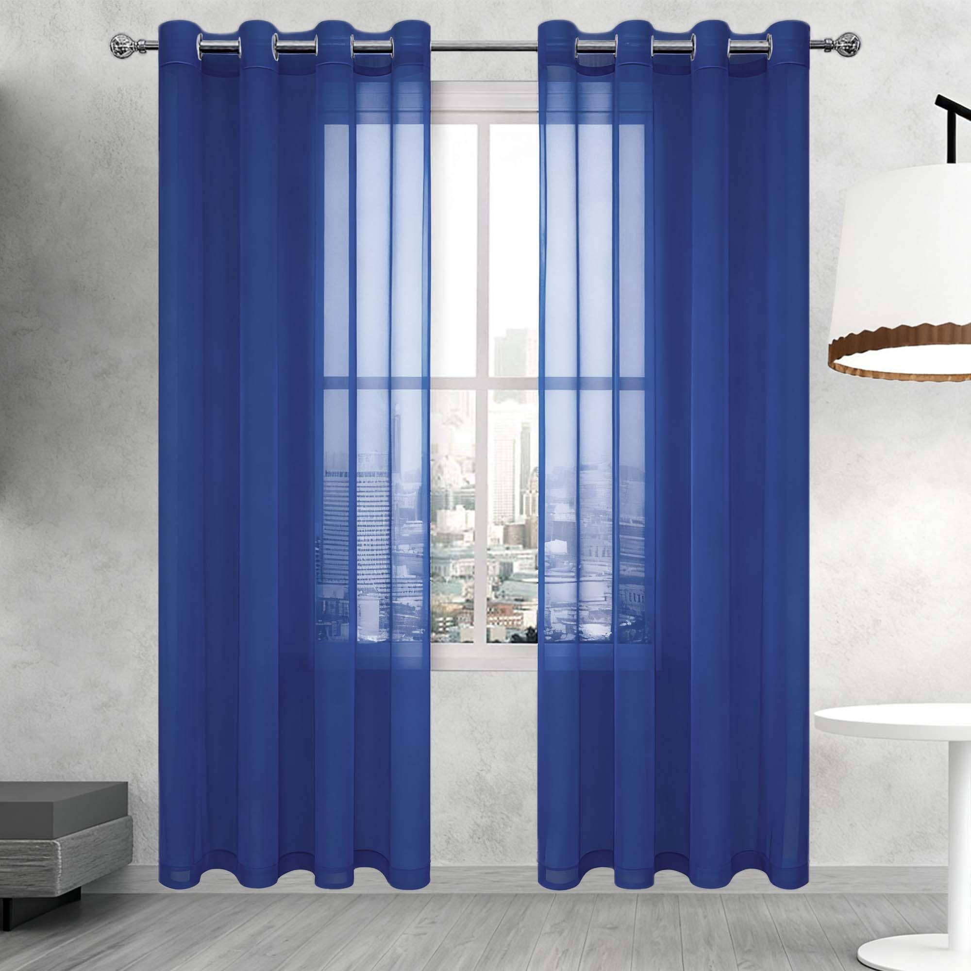 Voilage bleu foncé 280x295 protégeant du vis-à-vis pour salon