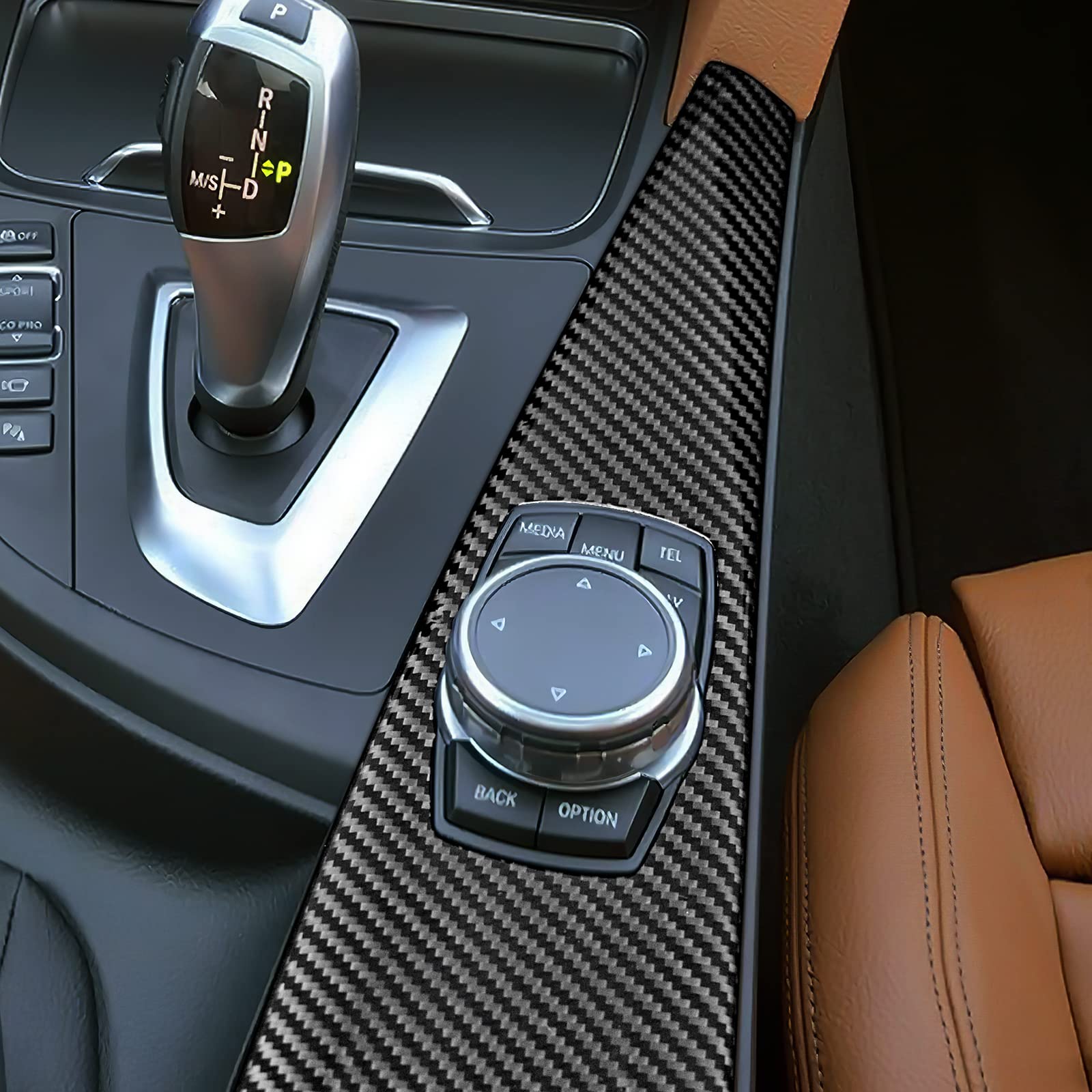 KUNGKIC Włókno węglowe, listwa z guzikami, dekoracyjna, naklejka, kompatybilna z BMW F30 F31 F32 F34 F36, akcesoria do wnętrza samochodu, 2013 2014 2015 2016 2017 2018