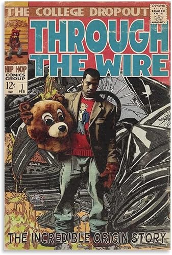 MALOOS Kanye West - Póster de lienzo decorativo para pared, sala de estar, dormitorio, decoración, regalo, sin marco, 12 x 18 pulgadas (11.8 x 17.7