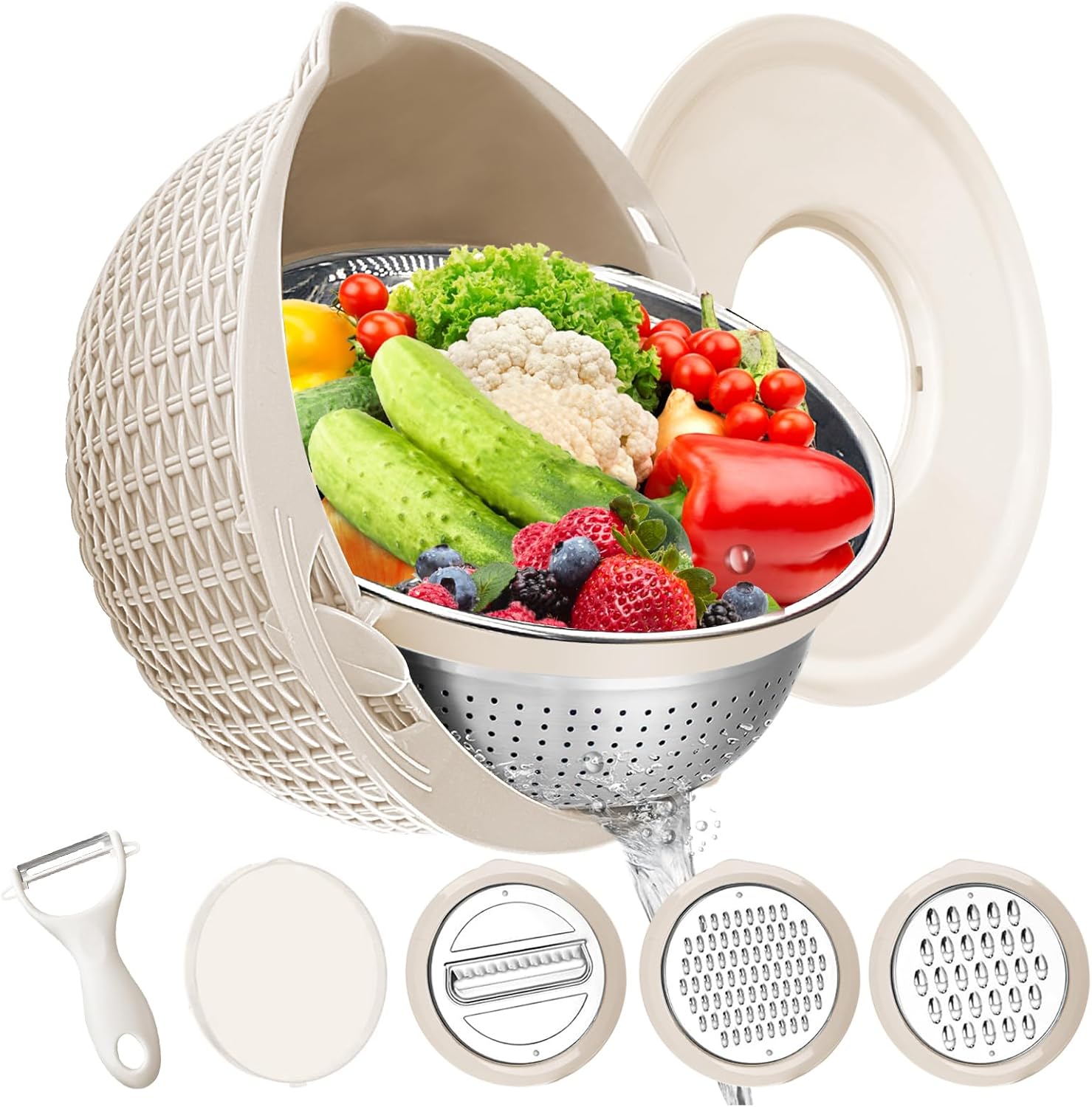 41 Colander with Mixing Bowl Set, PIYIENR Food Strainers