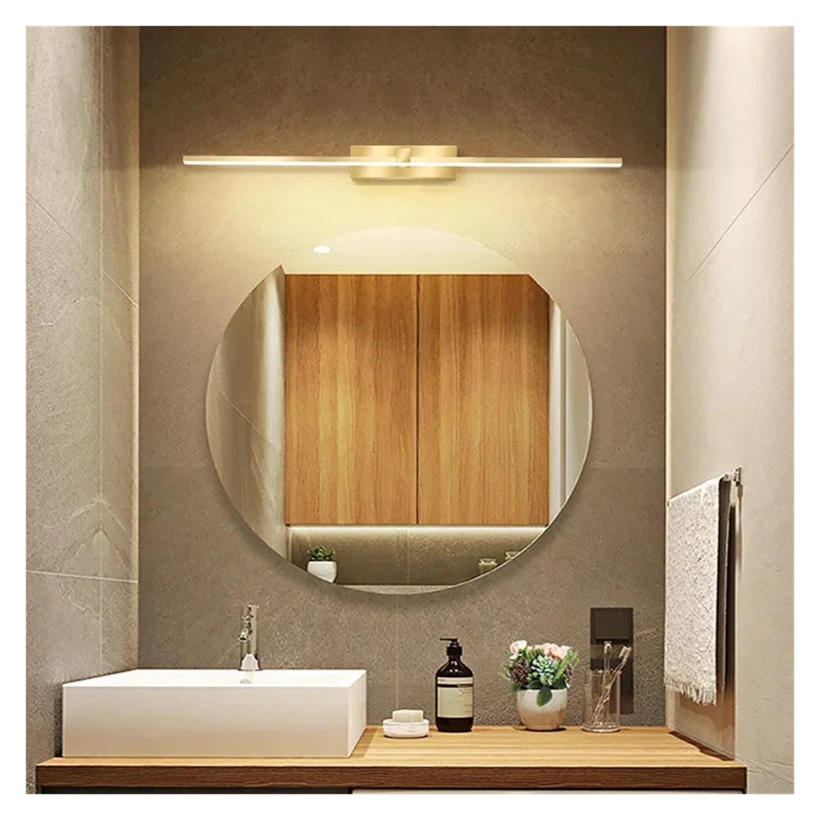Nowoczesna Lampa Ścienna LED Vanty Aluminiowa Kinkiet Ścienny Do Lustra Łazienkowego Reflektor Oprawa Oświetlenia Wewnętrznego Lustre Make Up Light MałY I Jasny(Warm White,Black 60cm)
