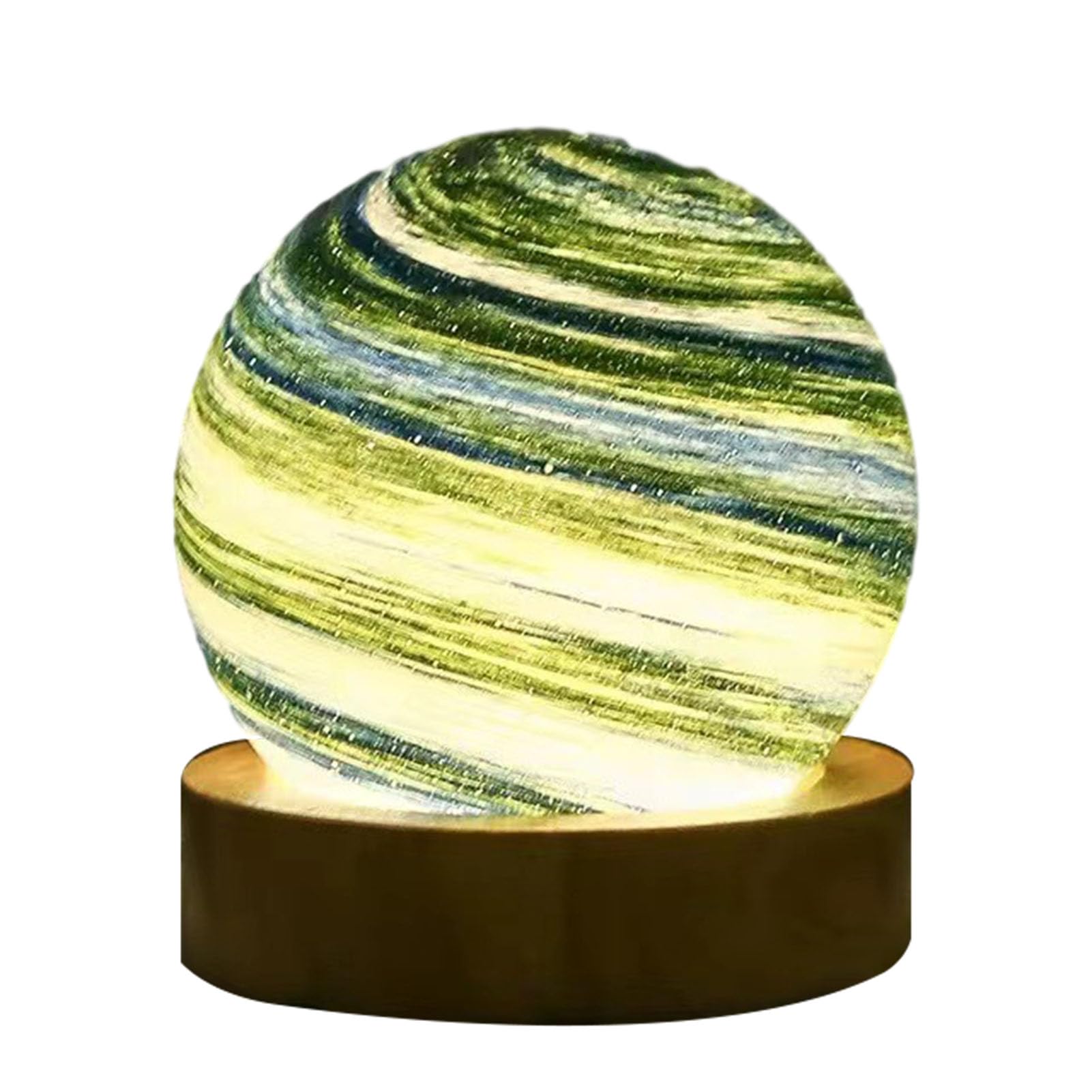 VALINK 3D Planets LED Lamp Table Mood Lamped, USB Crystals Ball Nightlight Decolamp with Wooden Base, 9CM Aurora