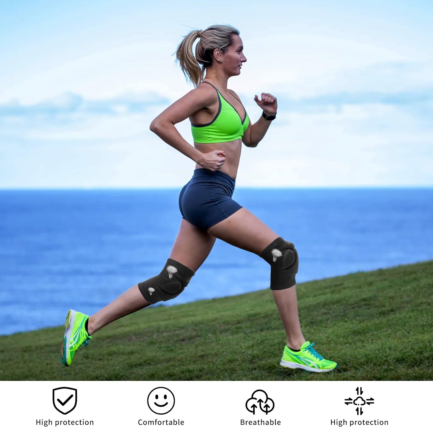 Protective Knee Pad, Volleyball Knee Pads for Men Women, Non-slip and Thick Sponge Sports Knee Pad for Volleyball Wrestling Snowboarding Workout,Large - Image 3