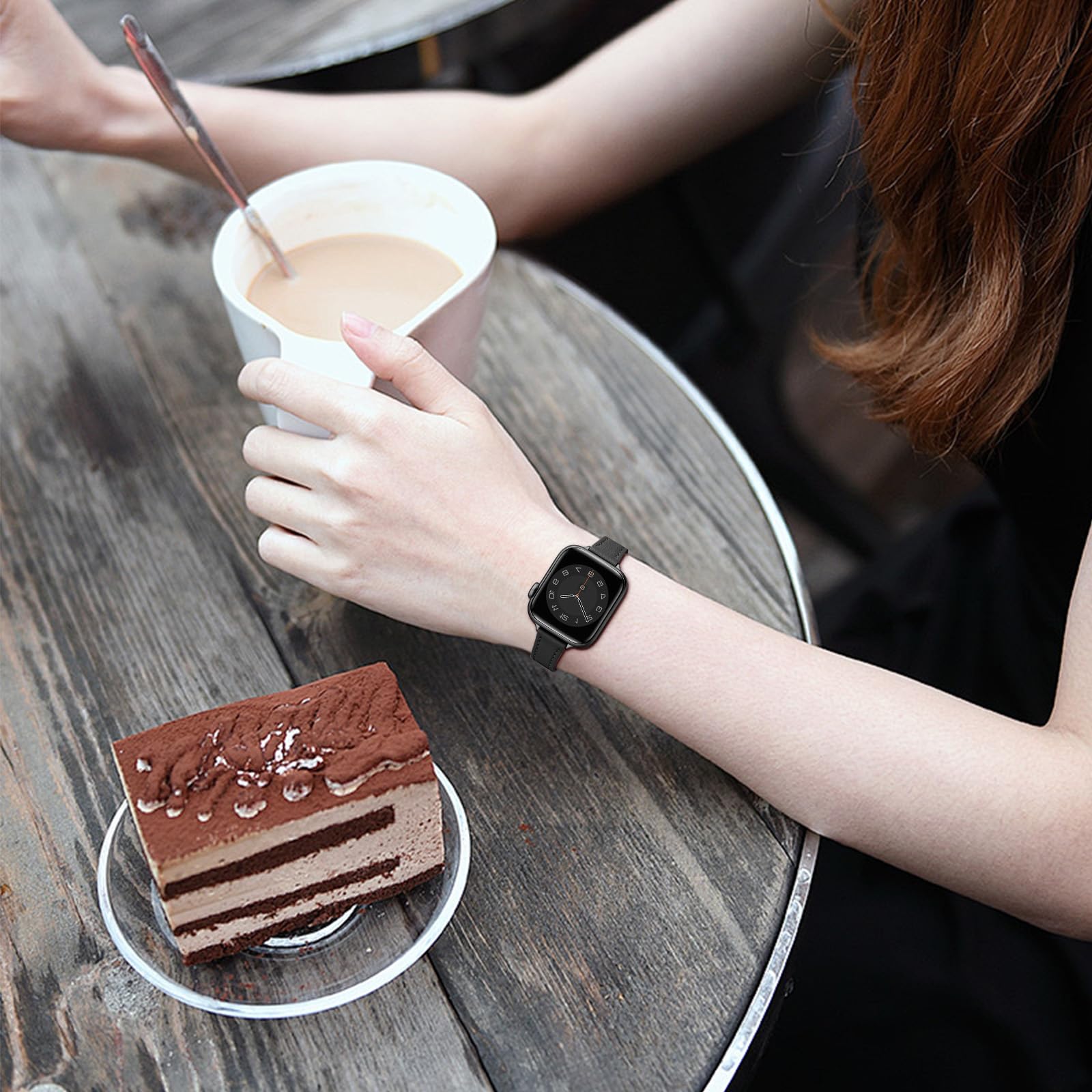 Leder Armband Kompatibel mit Apple Watch Armband 41mm 40mm 38mm 44mm 42mm 45mm 46mm 49mm, Dünnes Damen Ersatzarmband für iWatch Series 11/10/9/8/7/6/5/4/3/2/1, SE 1-3