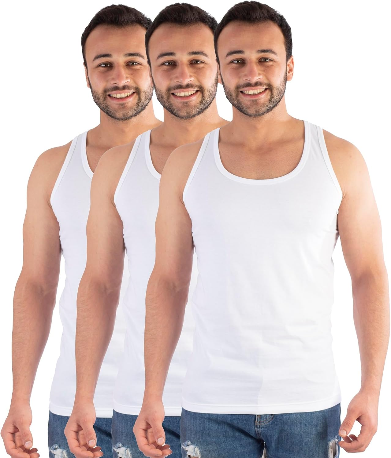 3 Piece Undershirt For Men - White