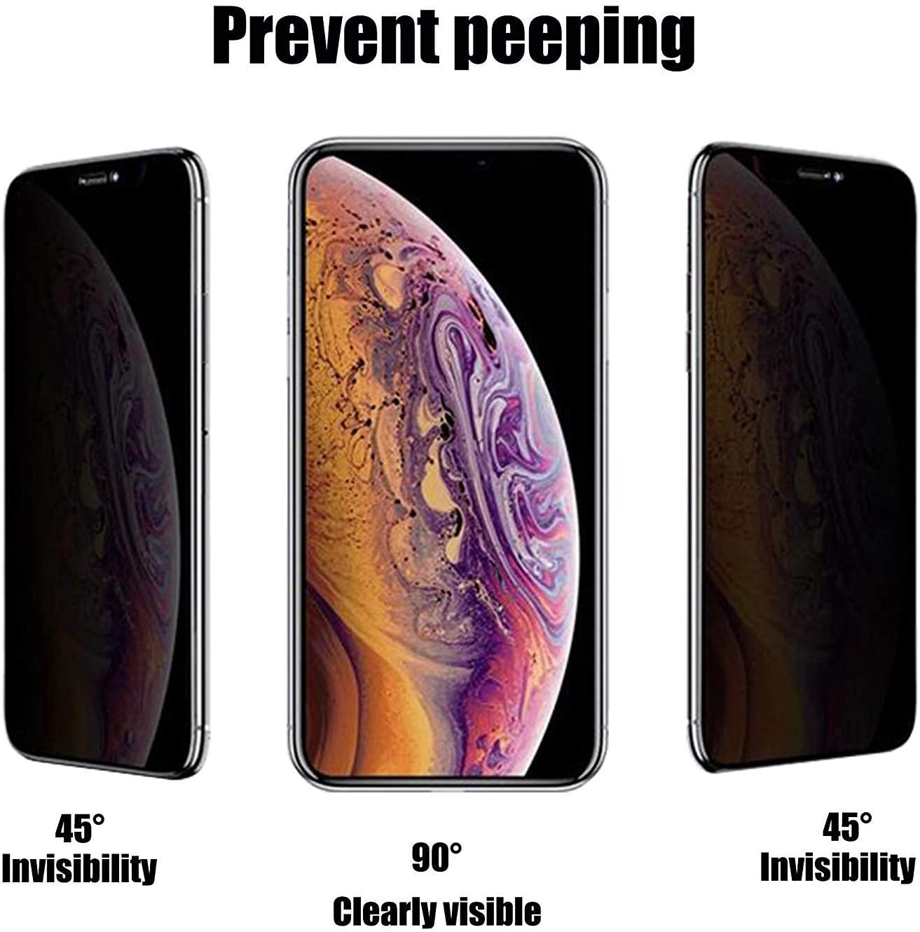 MisVoice Privacy Glass Screen Protector for iPhone XR 6.1" 3D Curved Full Coverage/Case-Friendly Anti-Peeping/Anti-Spy Tempered Glass Screen Protective Film