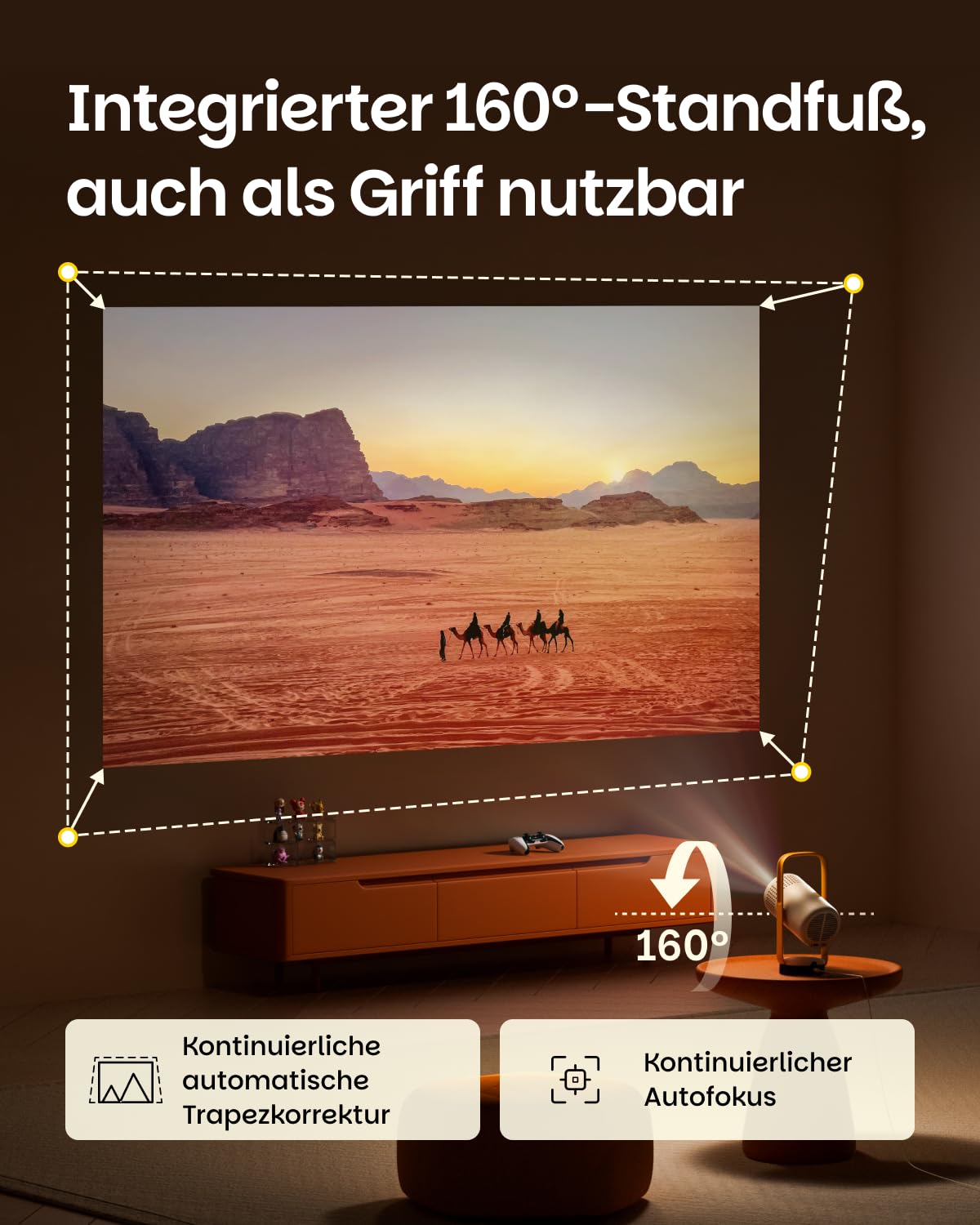 XGIMI Vibe One mit Akku, Smarter tragbarer Mini-Beamer, 1080p-Projektor, Google TV mit Netflix, Sound by JBL, Autofokus & automatische Trapezkorrektur, HD-Outdoor-Beamer für Ihr Zuhause (Cloud Ash)