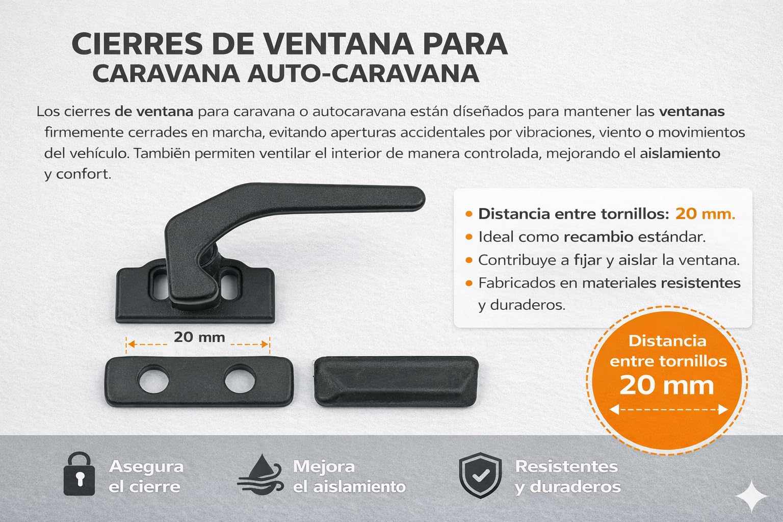 CR-MOESANCO®Juego de 2 Cierre Ventana Caravana, autocaravan Camper o Barco
