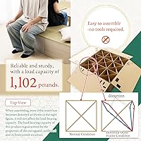 Vista 7 de BJDesign Banco cuadrado de tatami y plataforma elevada Parte superior de césped Igusa Rush de estilo japonés Blanco de grano de madera, 24 x 24