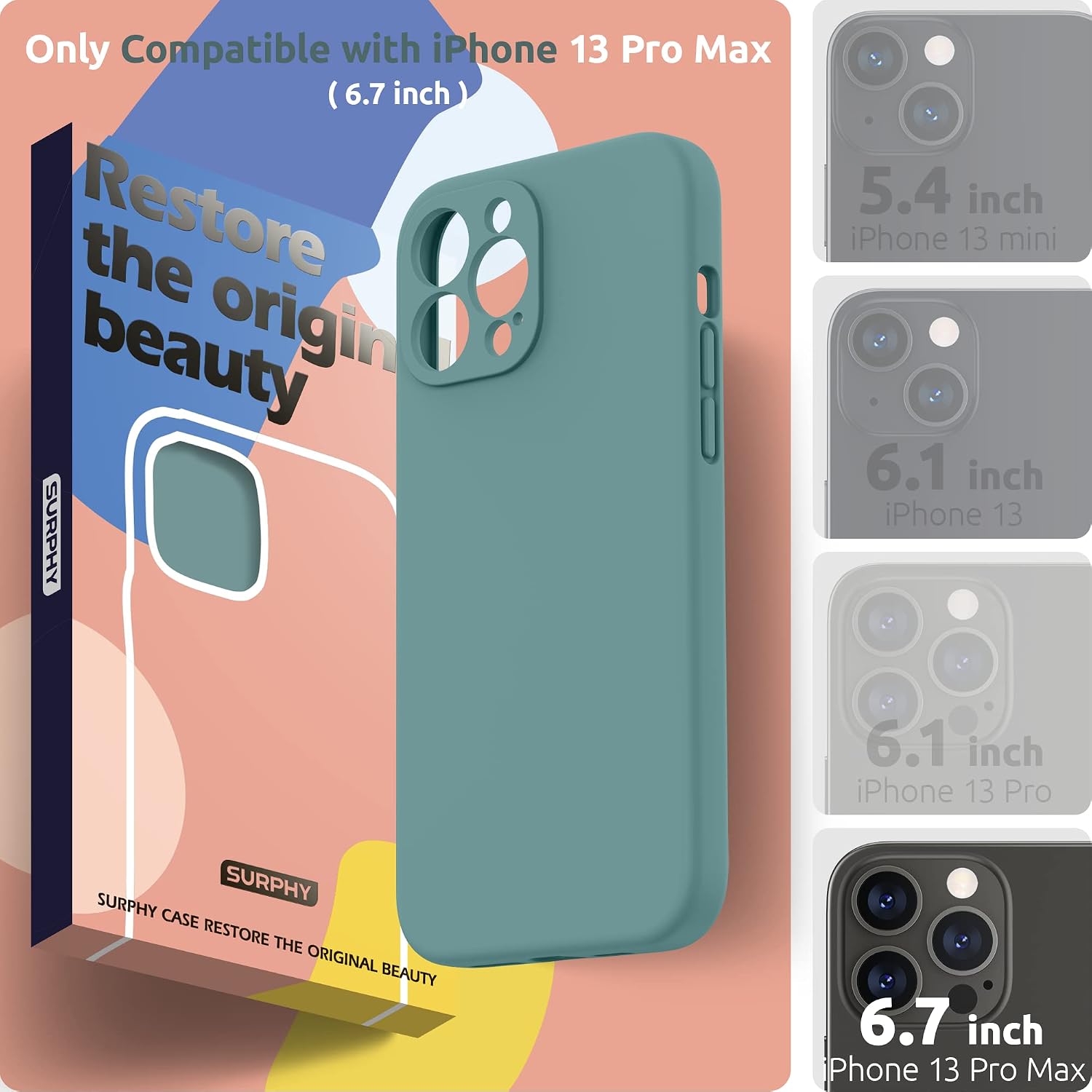 SURPHY Compatible with iPhone 13 Pro Max Case with Screen Protector - Image 3