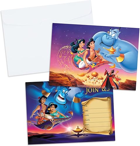 16 tarjetas de invitación de princesa, tarjetas de invitación de fiesta de cumpleaños de princesa con sobres, invitaciones de cumpleaños para niños