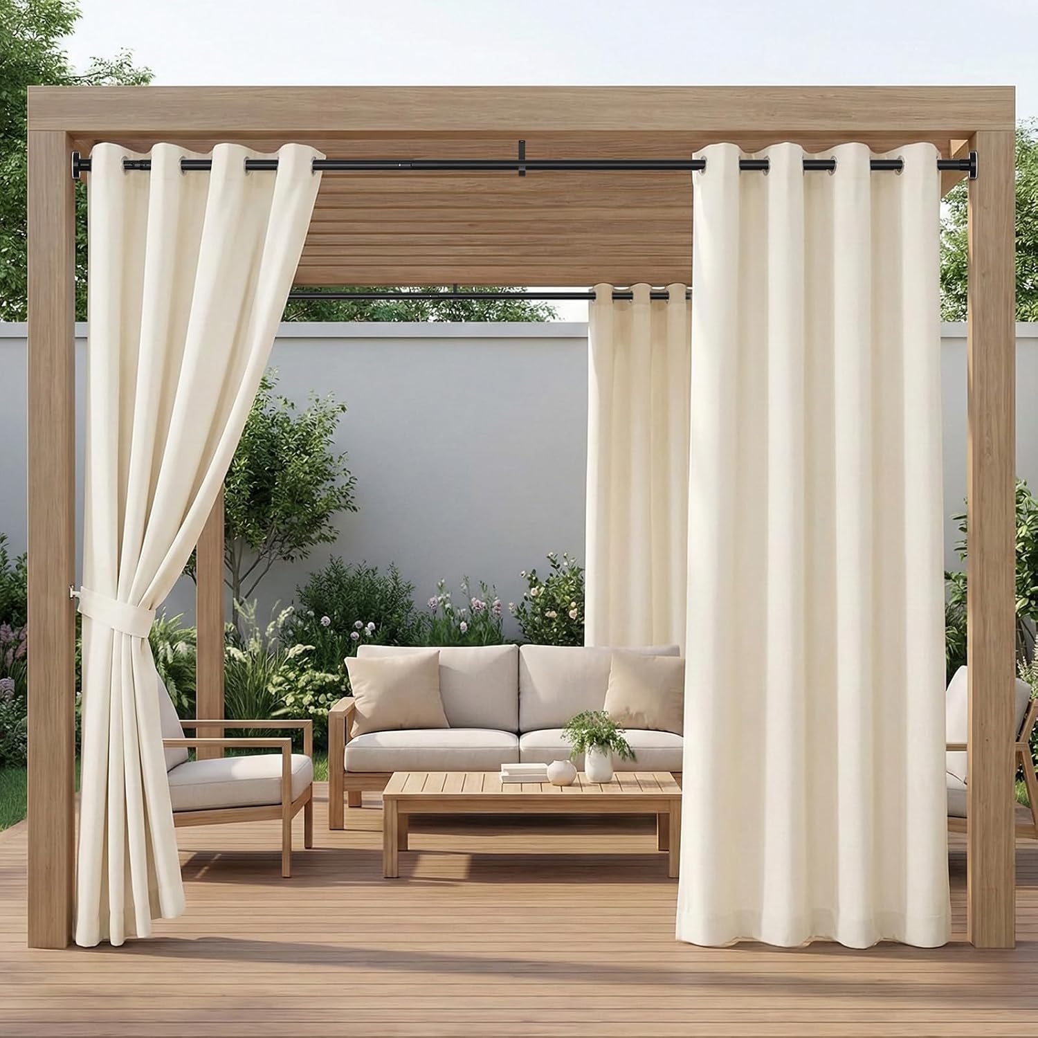 Extra Long Tension Rod 41-103inch Heavy Duty Tension Curtain Rods no Drilling Outdoor Curtain Rod for Patio,Windows, Diameter 1.26inch Black