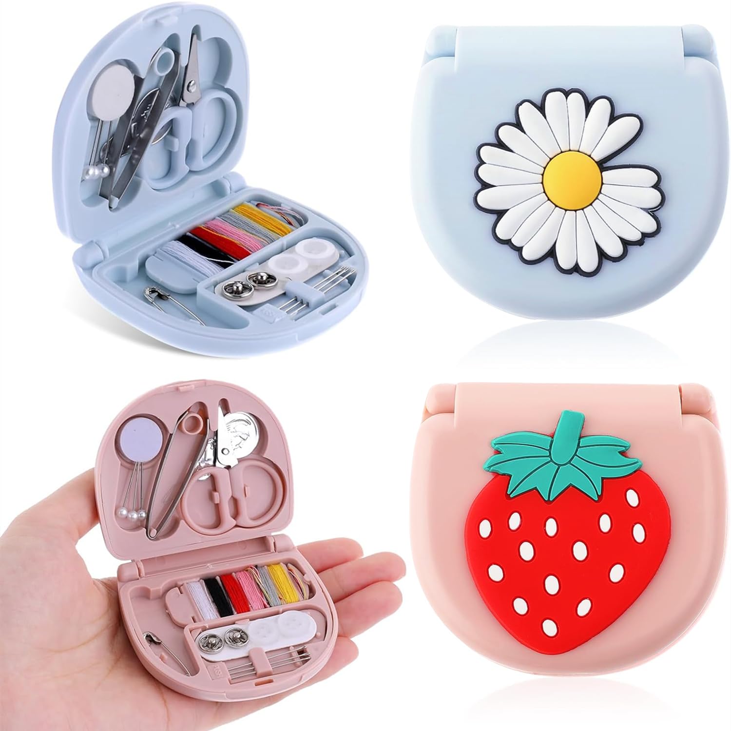 Mini Nähset Für Unterwegs - 2 Stück In Rosa & Blau, Mit Allem Zubehör Für Schnelle Reparaturen