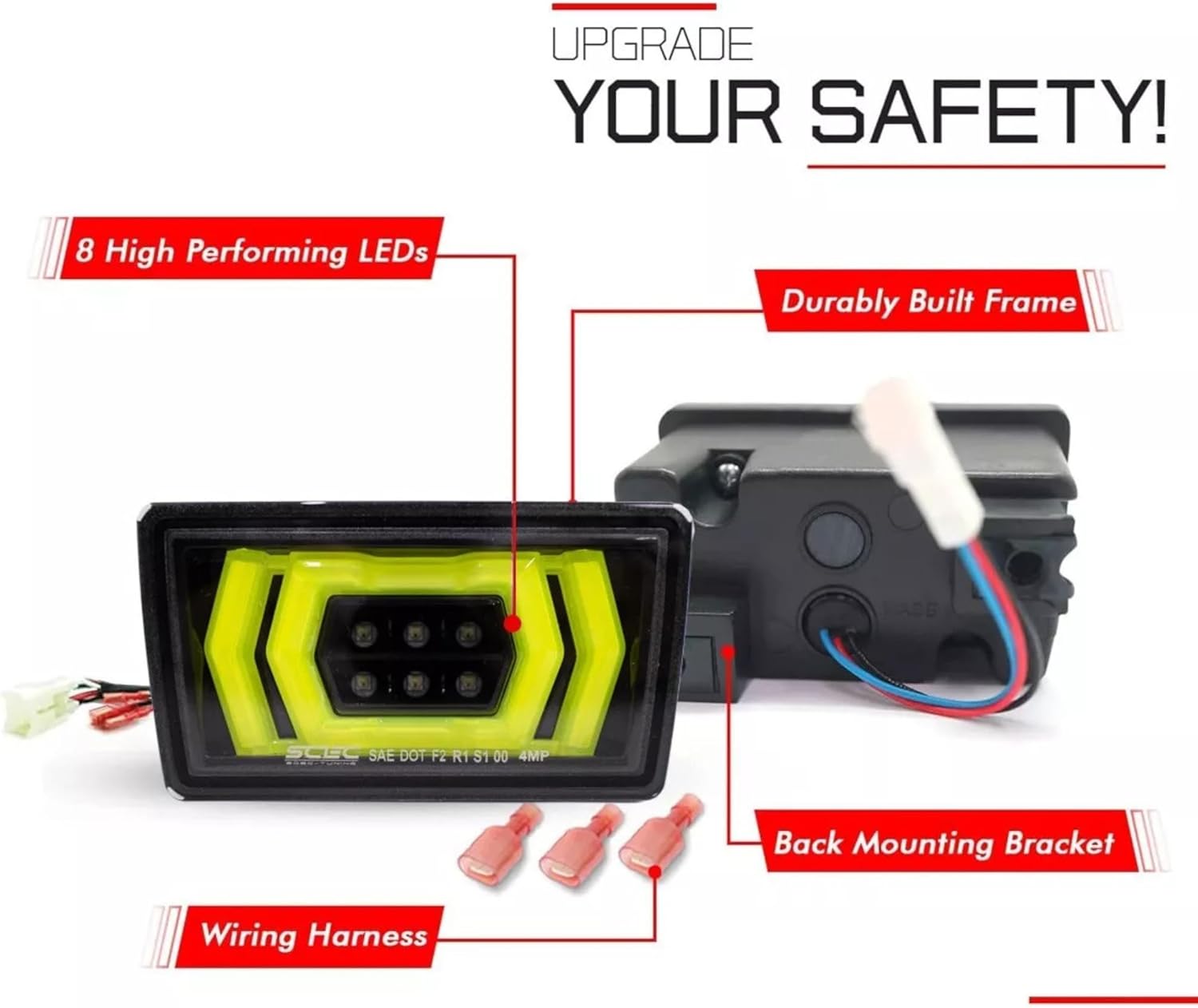 Exterior Lights - LED F1 4th Brake Light Fog Lights W/Reverse For Subaru WRX/STI 2015-2021, Neon Yellow Green Mamba, Clear Lens, 12V, Polished plug and play