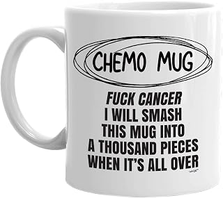 Chemo Mug Cancer Fighting Beating Survivor Chemotherapy Coffee Tea Cup For Women Men - Breast Prostate Warrior I Smash This Into A Thousand Pieces When It's All Over Patient Inspiration 11oz MGA005