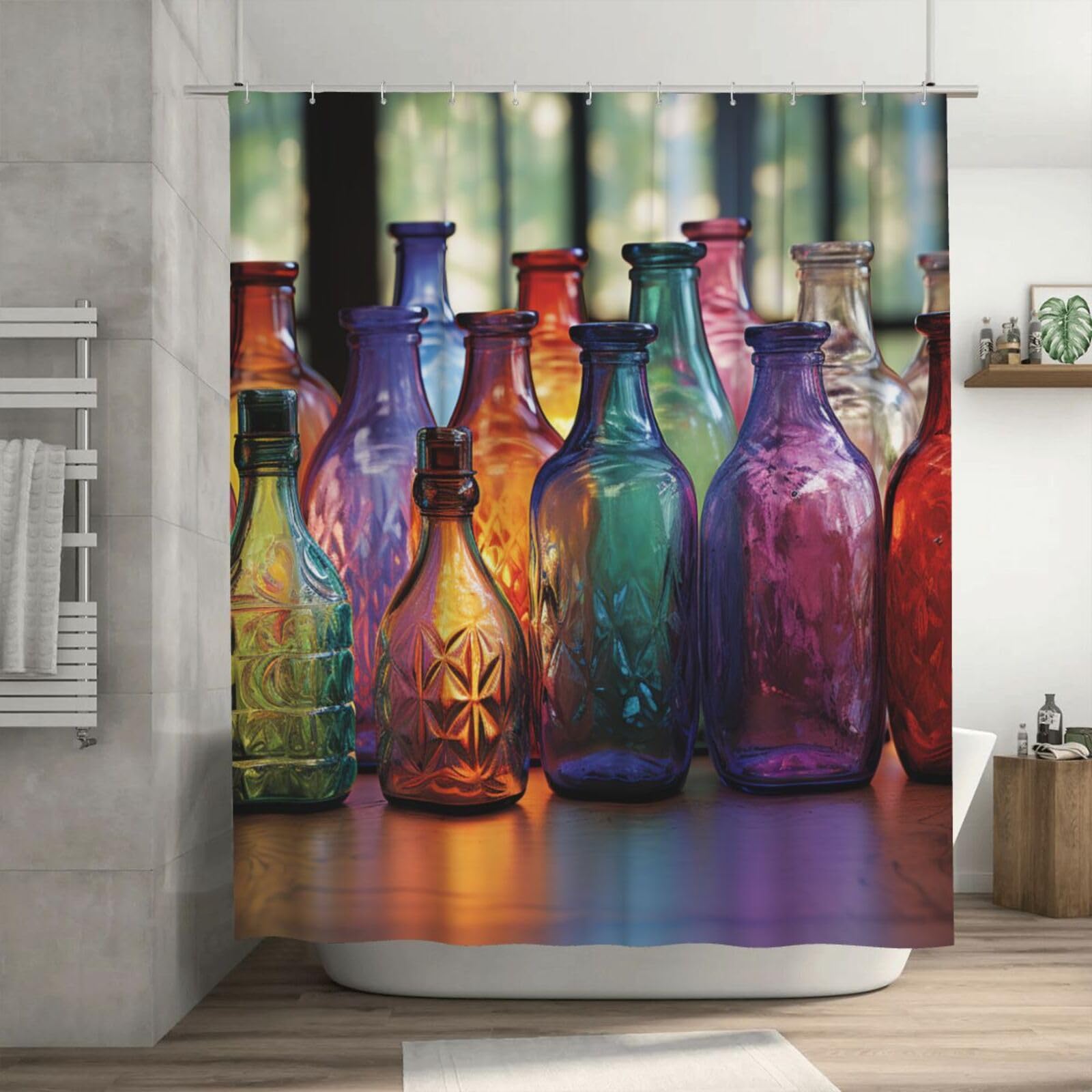 Rideau de douche anti-éclaboussures épais en verre coloré imperméable 182x182 cm