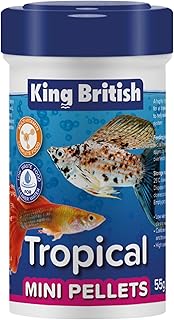 King British – Tropical Mini Pellets 55g – Multi-Vitamin Complete Fish Food – Low Waste, Clear Water Formula, Natural Ingredients – For Tropical Fish