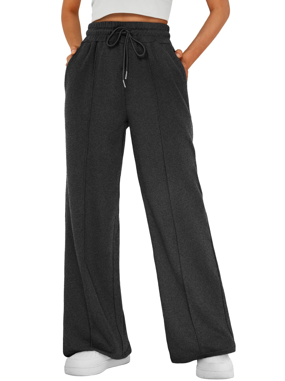 AUTOMETWomens Wide Leg Sweatpants High Waisted Baggy Pants Drawstring Athletic JoggersOEKO-TEX STANDARD 100