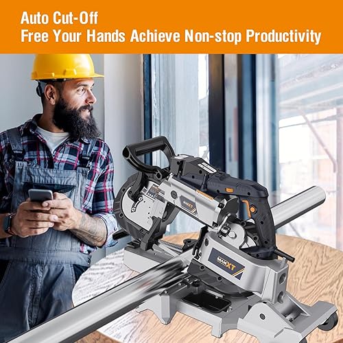 Miniatura 7 de MAXXT Sierra de cinta con base de aluminio ligero de 10 amperios y 5 pulgadas de corte profundo, velocidad variable, corte automático multiusos con