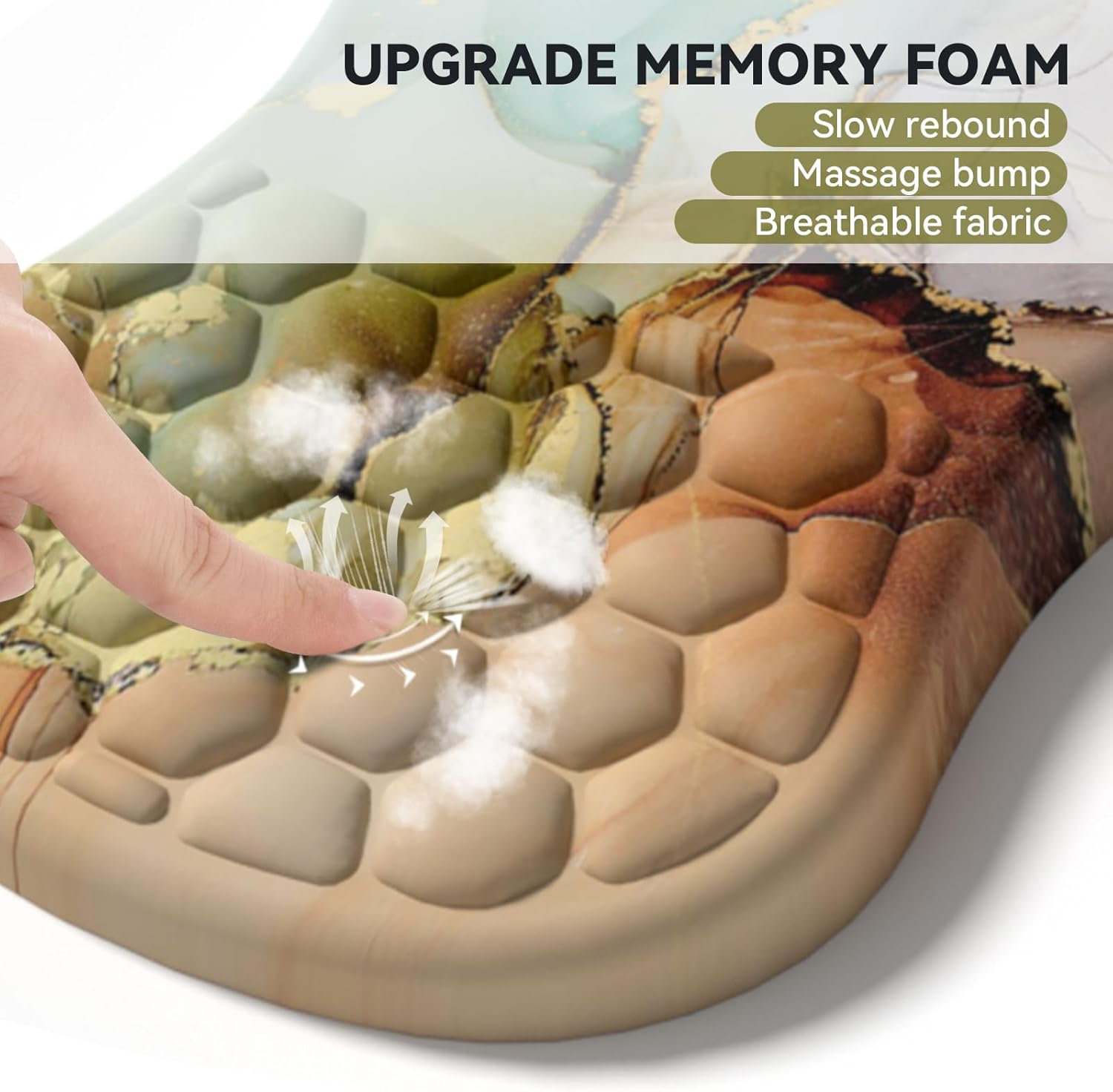 AIMSA Upgraded Wrist Rest Support Mouse Pad, Ergonomic Mousepad Massage Memory Foam Design, Pain Relief Comfortable Wrist Cushion Mat Non-Slip PU Base for Home Office, Colorful Marble