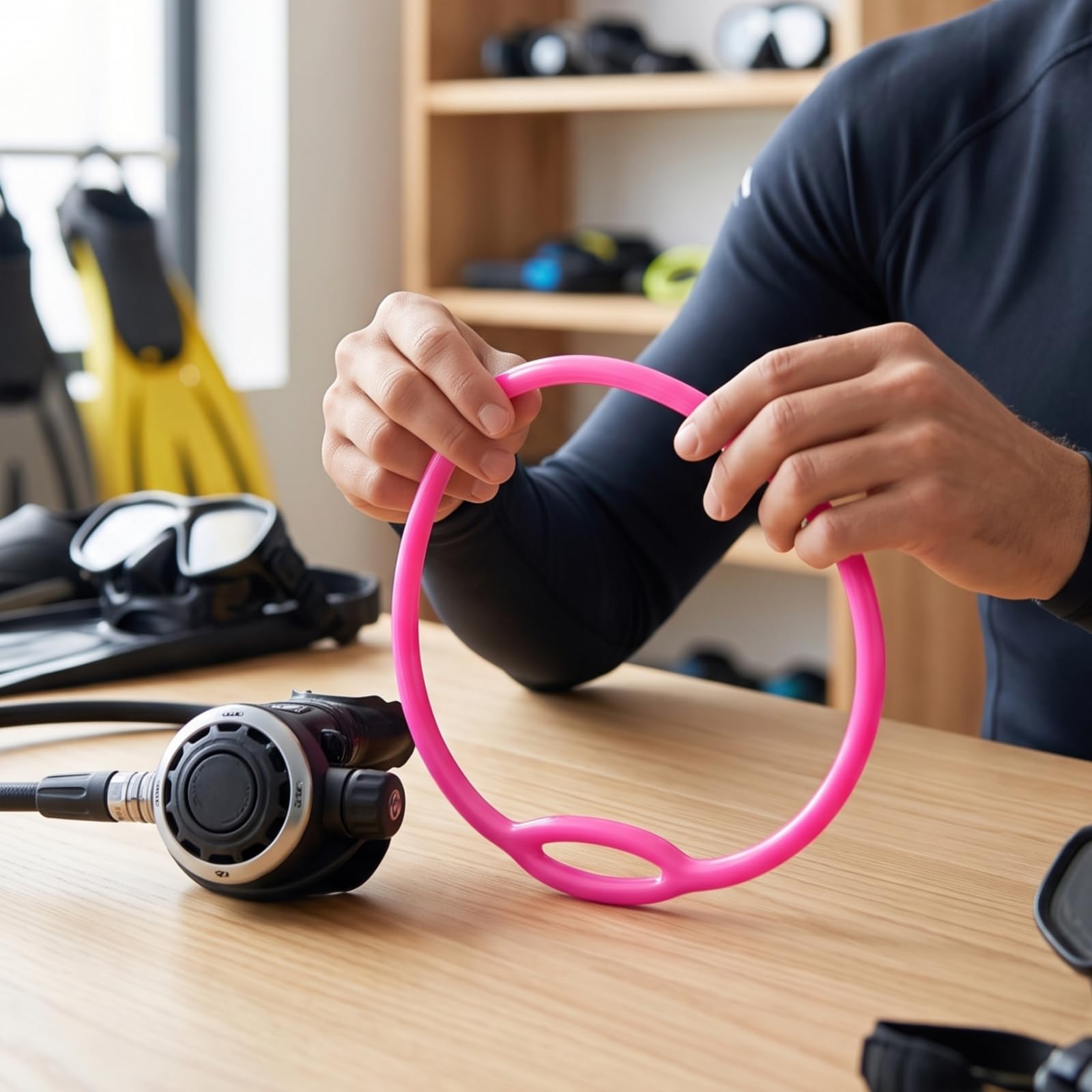 Cinturino Collo Subacqueo Regolatore Collare Silicone Cordino Sub Loop Continuo Profilo Liscio Antiabrasione Tenuta Stabile Accesso Immediato Adatto