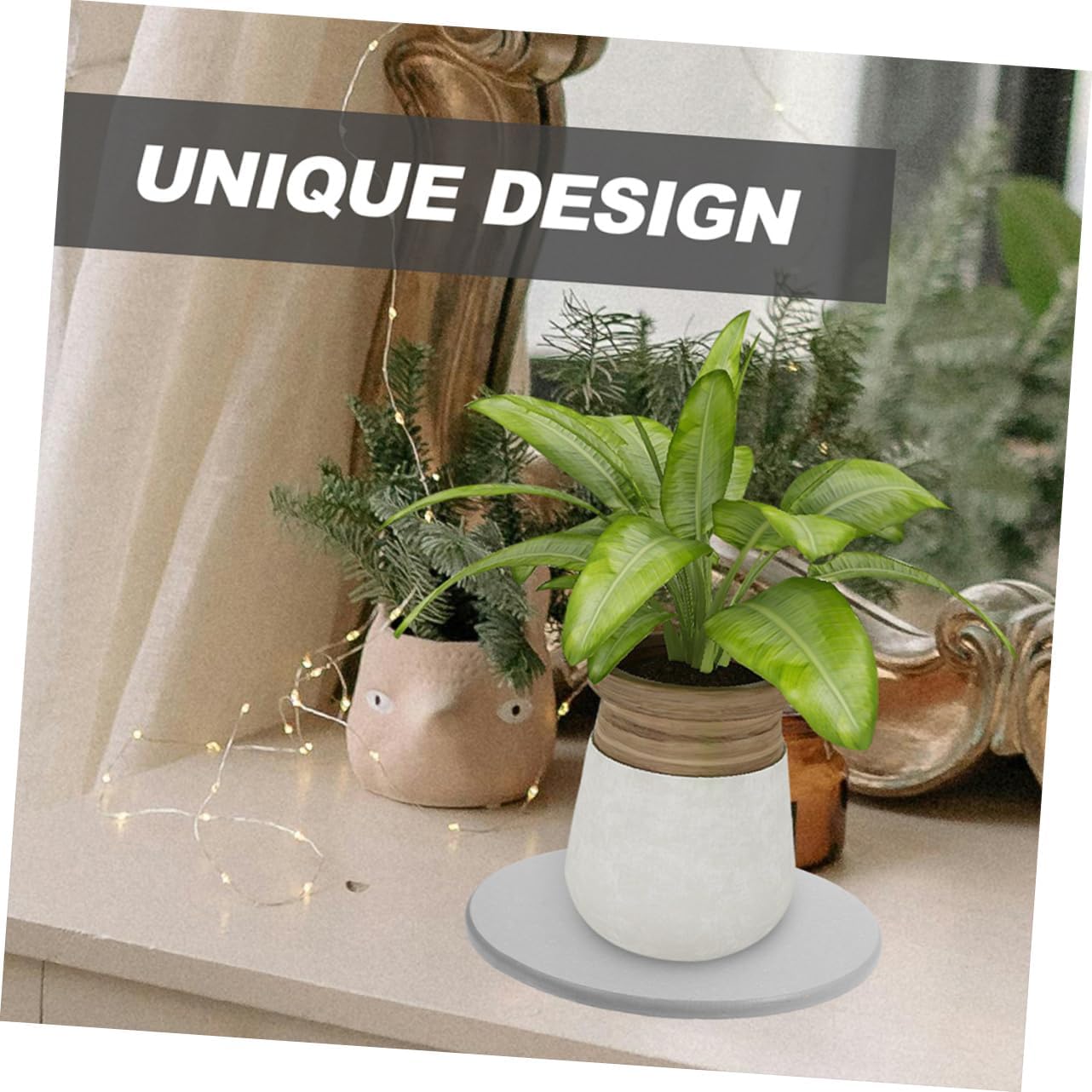 Kisangel 4pcs Mud Plant Drip Trays Heavy Duty Water Absorption Saucers for Flower Pots Grey for Preventing Stains and Water Damage