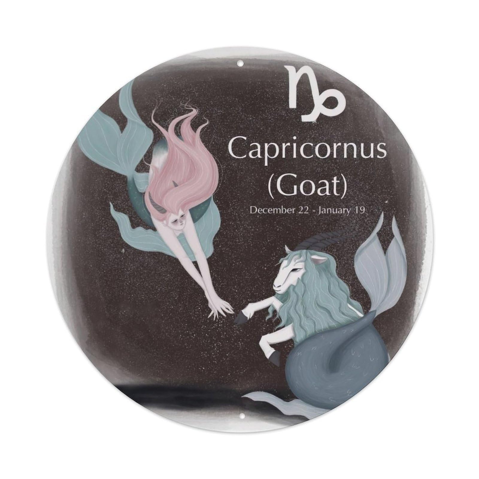 Twelve Constellations Poster Capricorn Vintage Metal Tin Sign Plaque Wall Decor for Cafe, Club, Garden Round Metal Poster 8x8Inch