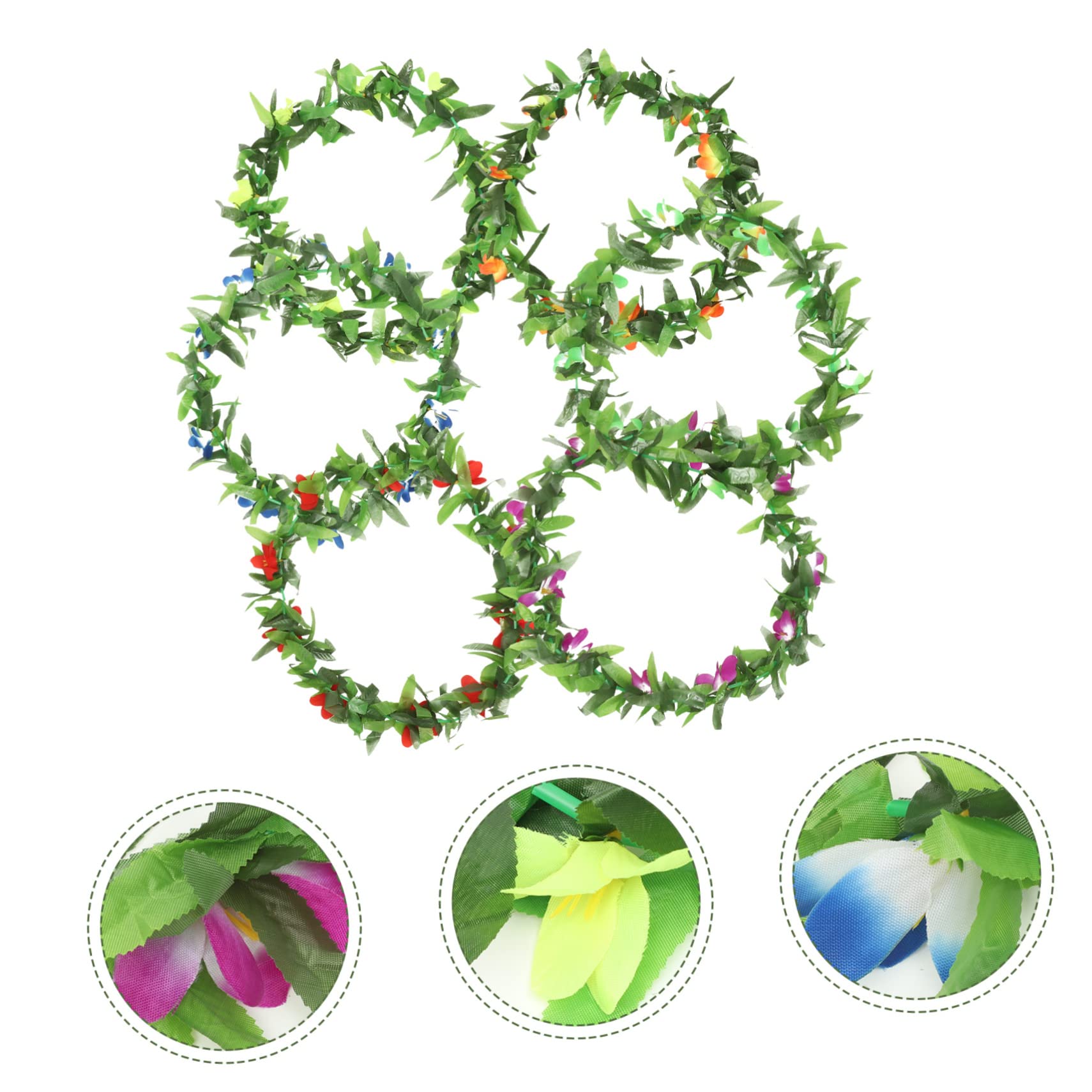 Cabilock Piezas Hawaiano Lei Guirnalda Adorno Decoración Collares Luau Fiesta Favores Leis Luau Fiesta Tropical Suministro Verano Leis para Fiesta Luau Ropa De Poliéster