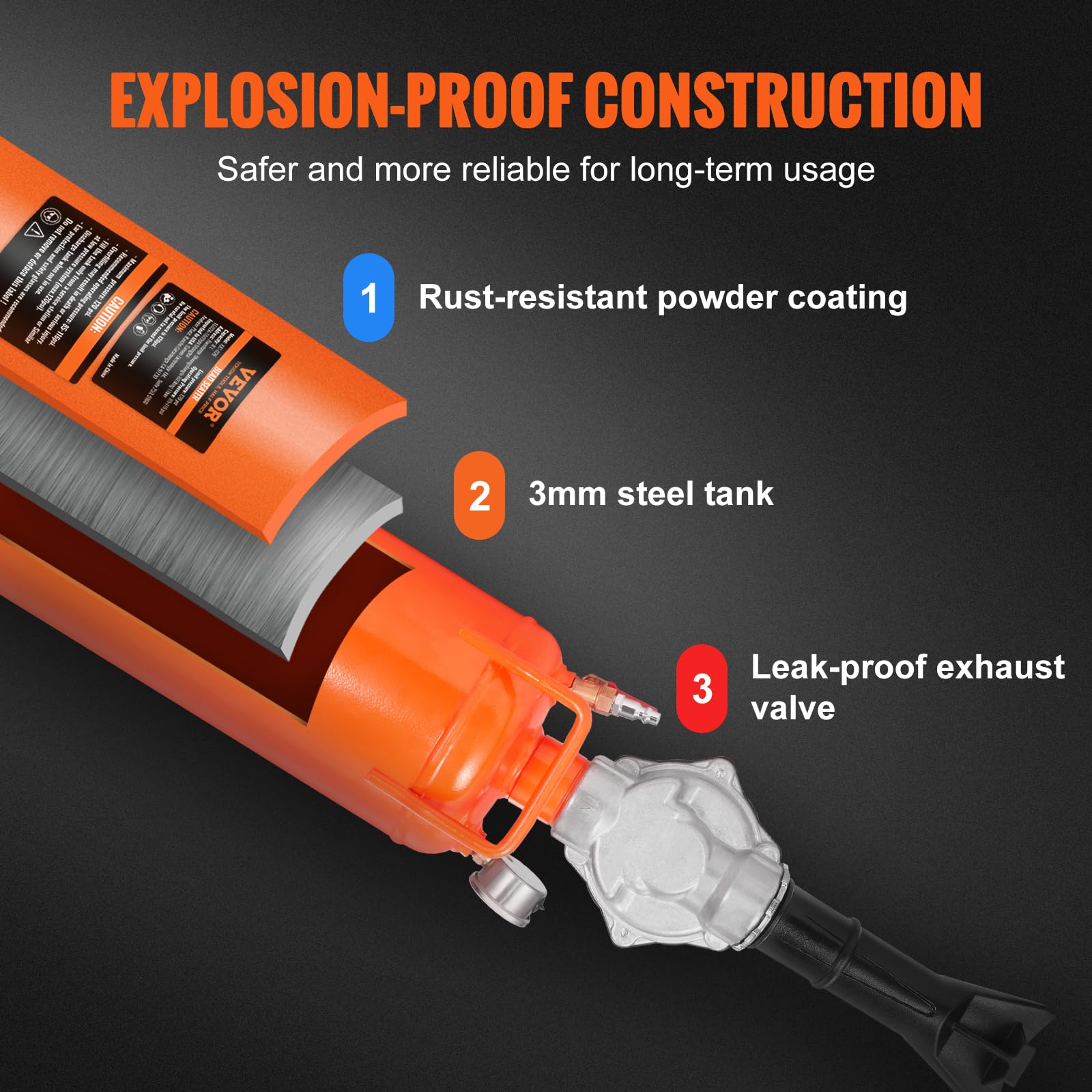 VEVOR Tire Bead Seater, 8L Air Tire Bead Blaster, 120 PSI Handheld Bead Bazooka, ulepszone przenośne narzędzie do pompowania opon, ciśnienie robocze 85-116 PSI do ciągnika, ciężarówki ATV