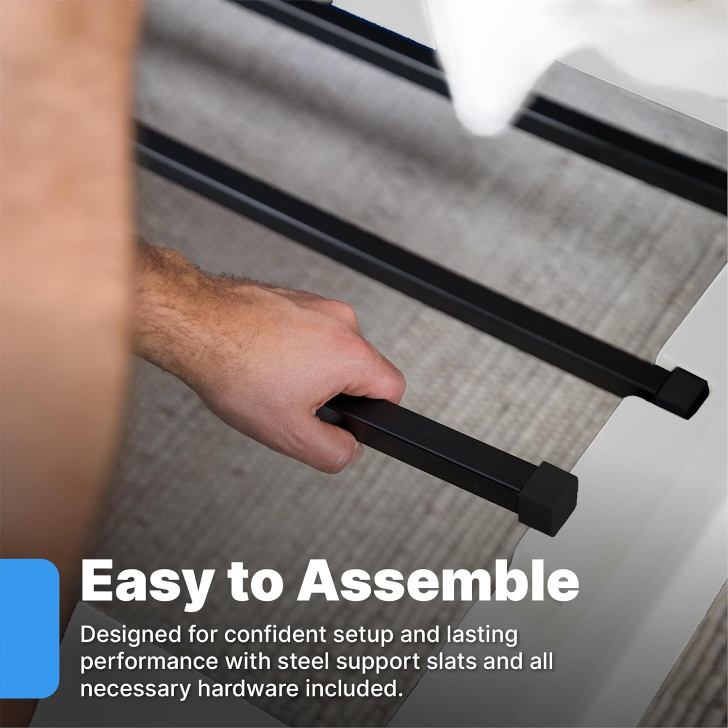 Step2 Contemporary Builders Twin Bed Kids Twin Bed Frame, Modern Block Design, Durable, Easy to Assemble Steel Slats, No Box Spring Needed, White