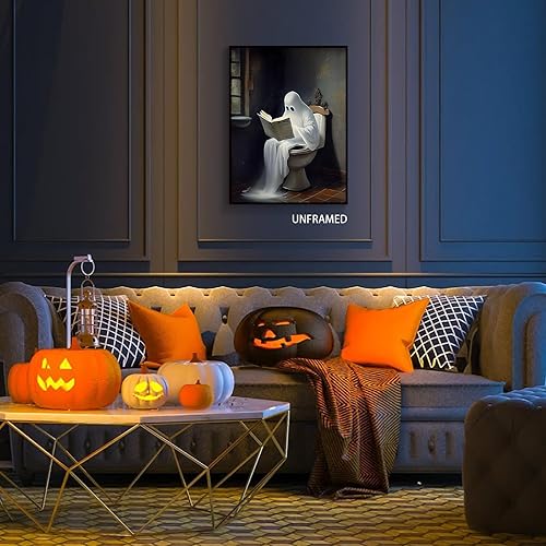 Miniatura 7 de Generic Fantasma en el inodoro, fantasma en el baño, divertidos pósteres estéticos góticos, fotos de terror de Halloween, decoración de pared