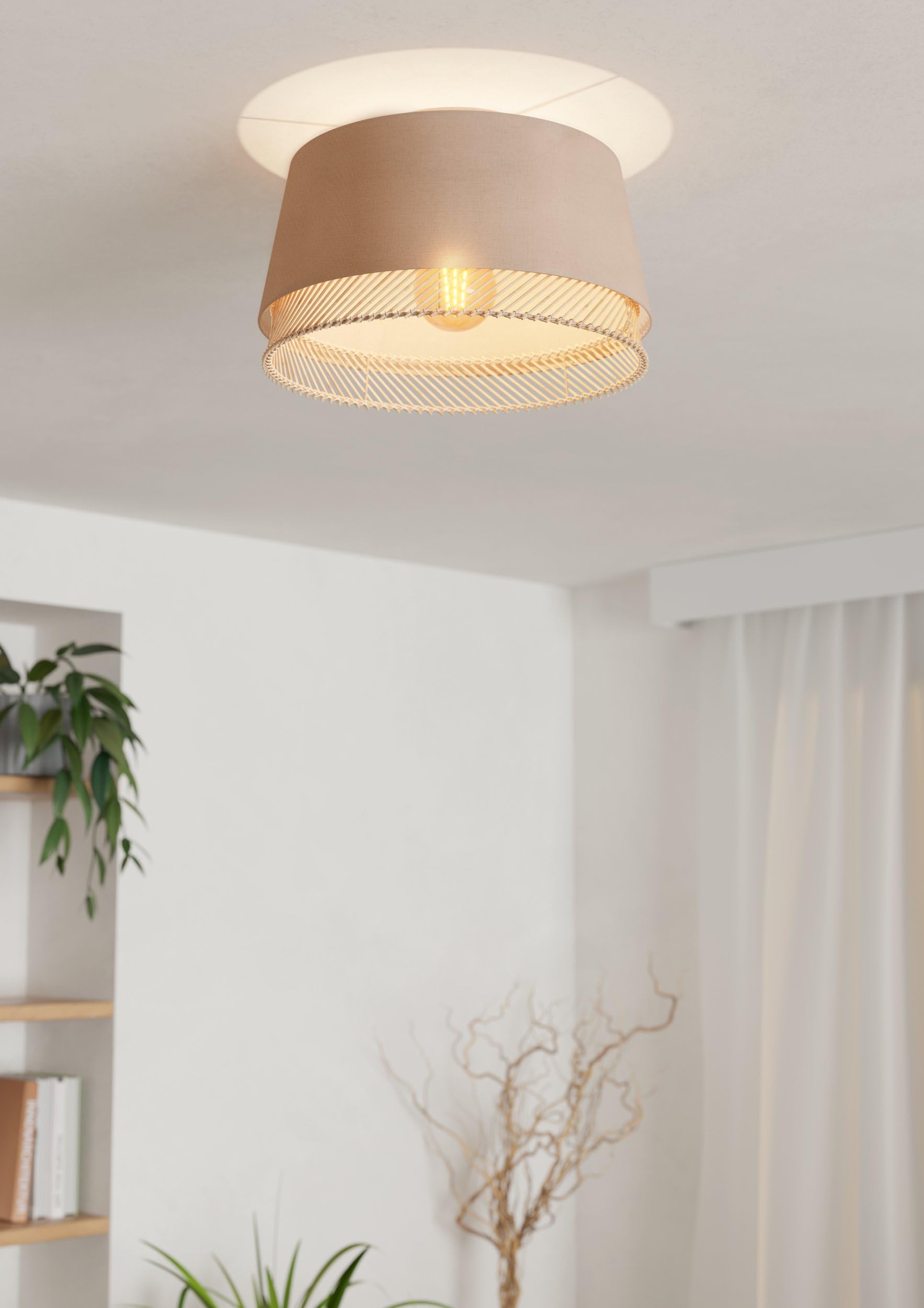 EGLO Deckenlampe Tabley, natürliche Deckenleuchte