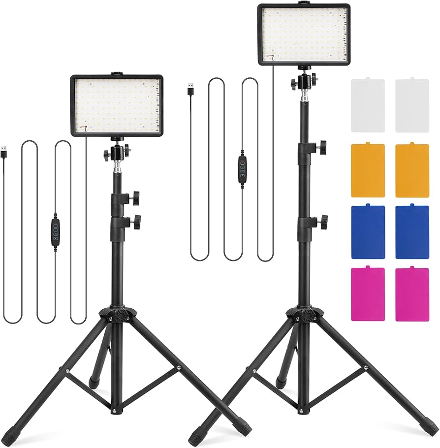 Hagibis LED Video Light Kit - 2 Pack With 18 Color Filters & Tripods (5600K, 95+ CRI)