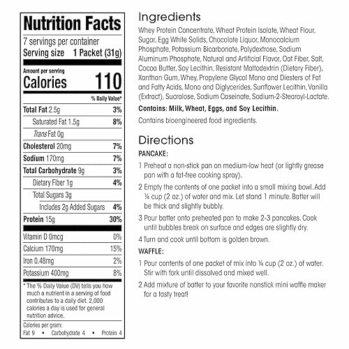 Vista 16 de Wonderslim Mezcla de proteínas para panqueques y waffles, arándano, baja en azúcar y baja en calorías (7 unidades)