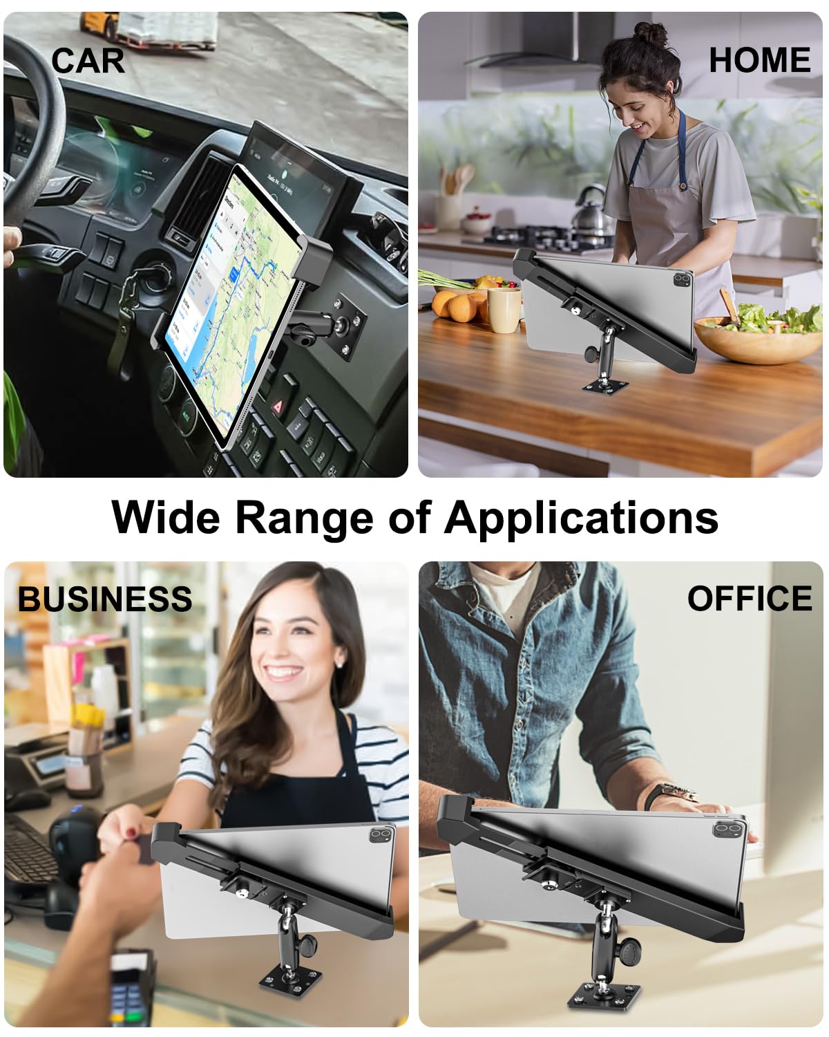 Soporte Antirrobo para Tablet para iPad de 9 a 14", [Robusto y Estable] Soporte Tablet con Protección Antirrobo, Montaje en Coche Pared o Mesa para iPad Pro 13 12.9 11 9.7, iPad Air, Galaxy