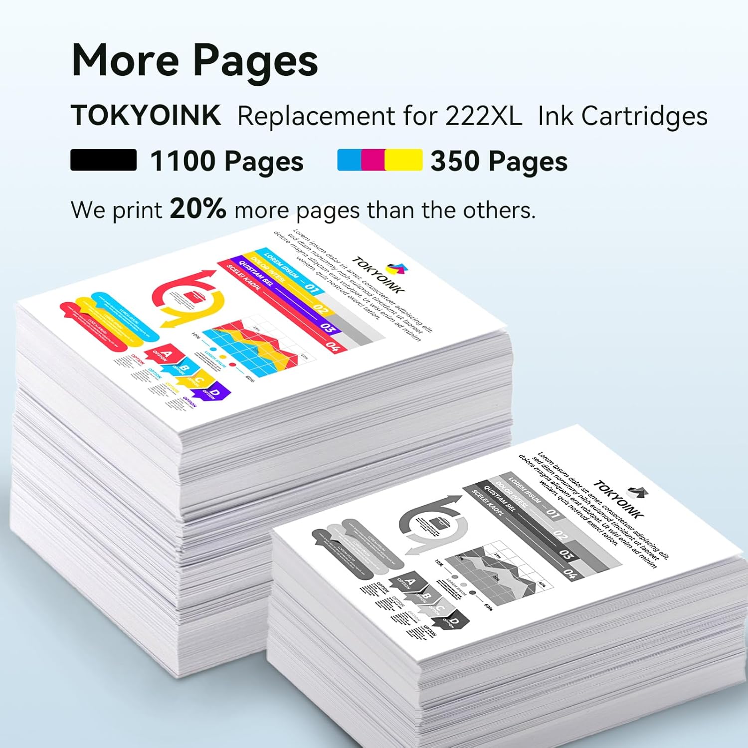 TOKYOINK 222XL Ink Cartridges Combo Pack Remanufactured Replacement for Epson 222 Ink Cartridge 222XL 222 XL Works for WF-2960, XP-5200 Printer (2Black, Cyan, Magenta, Yellow 5 Pack)