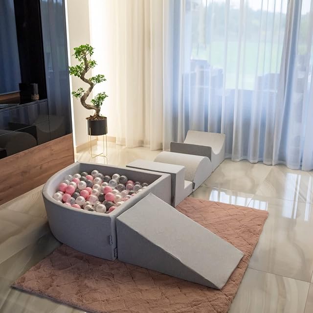 Foto 3 de 6 de KiddyMoon Piscina De Bolas 120X30cm/200 Bolas El Cuadrado Grande para Ninos,Hecha En La UE