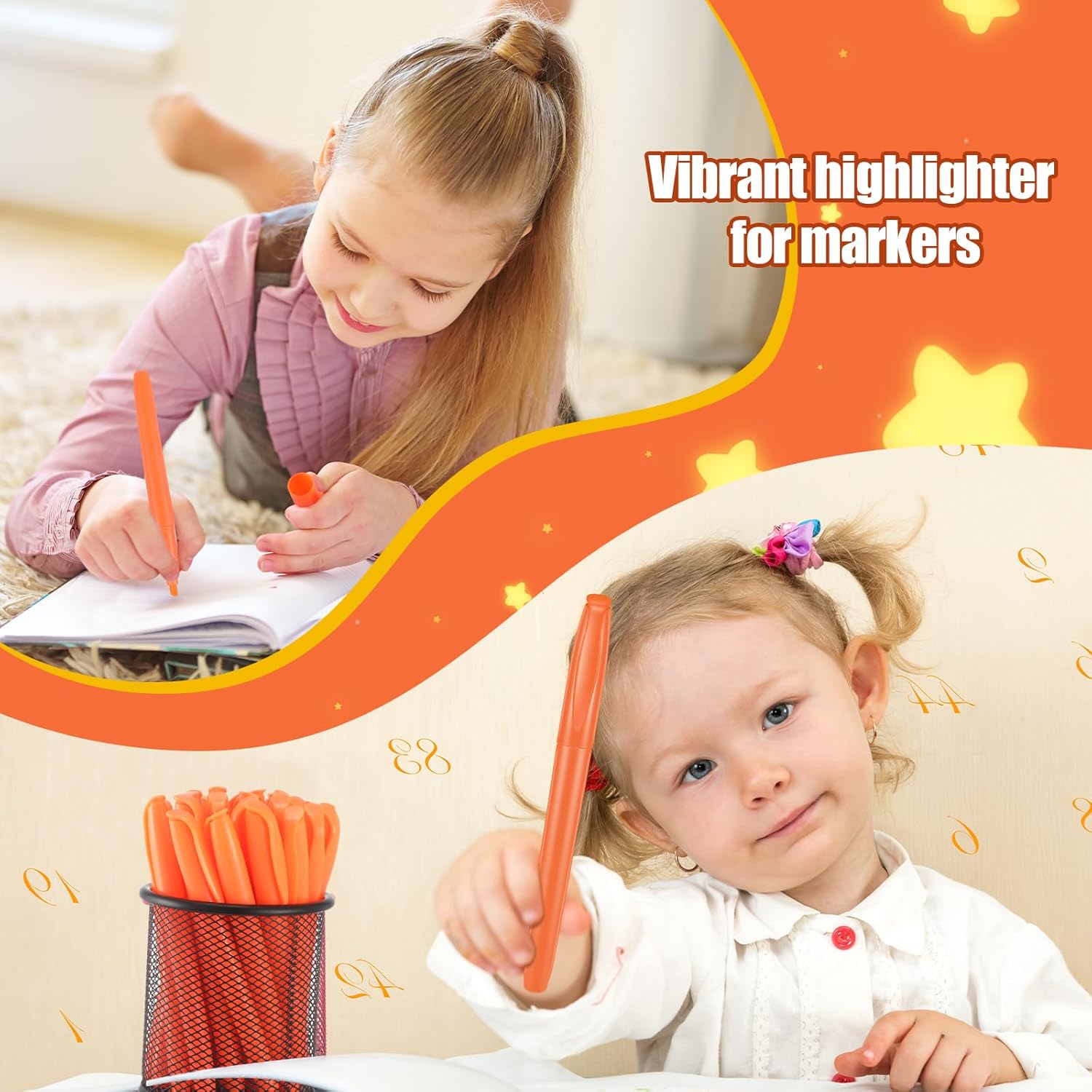 Colarr 120 Pcs Highlighter Bulk Bright Colors Highlighter Markers Chisel Tip Quick Drying Neon Fluorescent Highlighters for Office Home School Teachers (Orange)