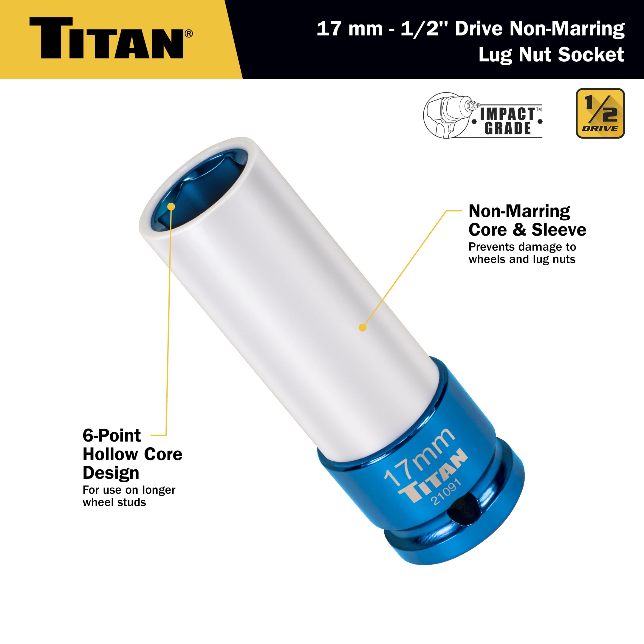Amazon.com: Titan 21091 1/2-Inch Drive x 17mm Non-marring Impact