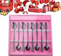 Vista 25 de YDware - Juego de cucharas de té helado de mango largo, cucharas doradas de cambio gradual de 7.87 pulgadas, cucharas de cóctel de acero inoxidable